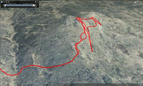 Google earth view of my GPS track